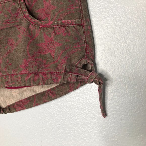 Free People Pink Gray Cotton Shorts Side Tie Shorty Shorts Low Rise 2 - Picture 2 of 7